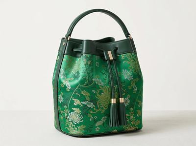 Shu Brocade Chrysanthemum-Bird Tassel Bucket Bag