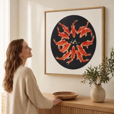 Shu Brocade Twelve Koi Fish Wall Art