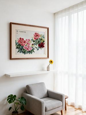 Shu-Brocade Prosperous Peonies · Framed Silk Artwork