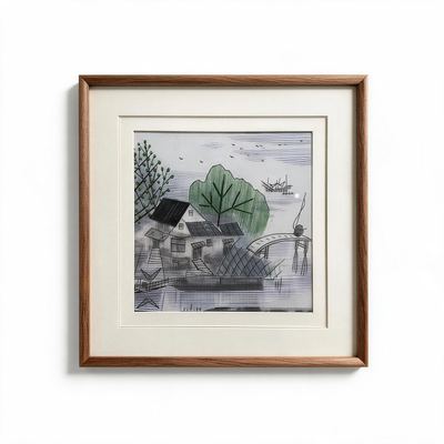 Shu-Brocade Spring Dwelling in Jiangnan · Square Framed Silk Art