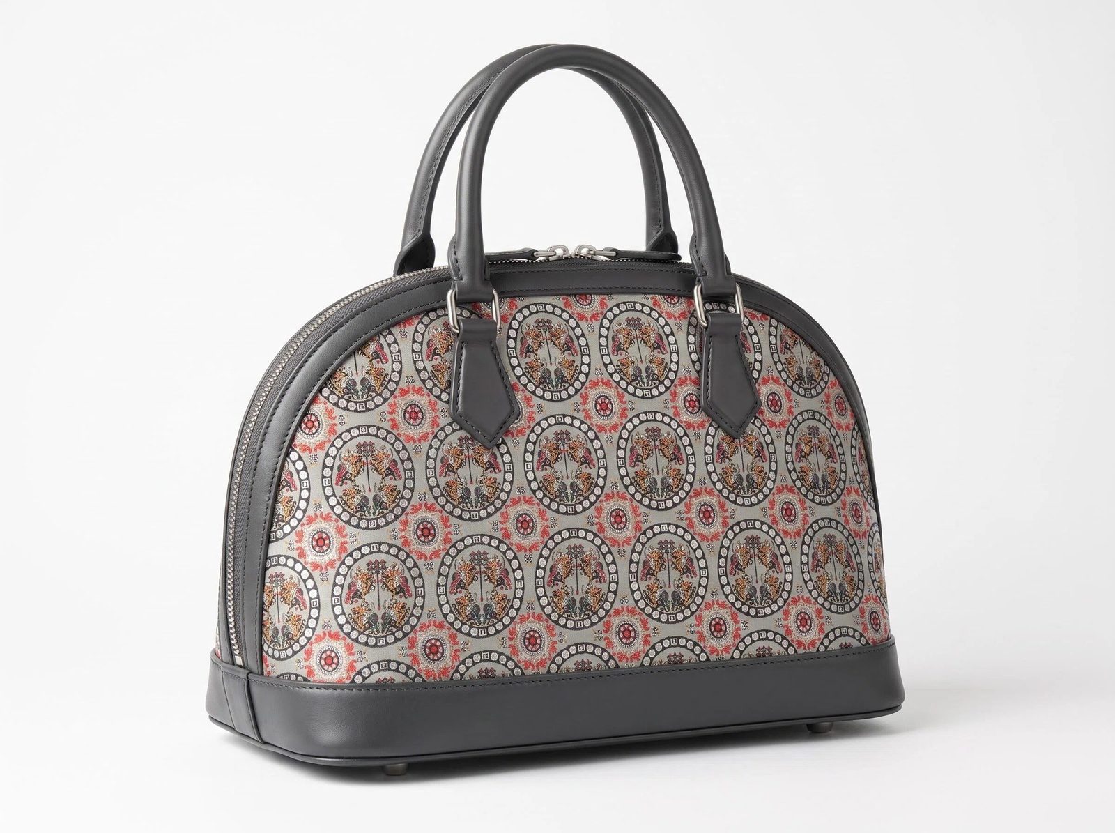 Shu Brocade Twin-Bird Medallion Dome Handbag