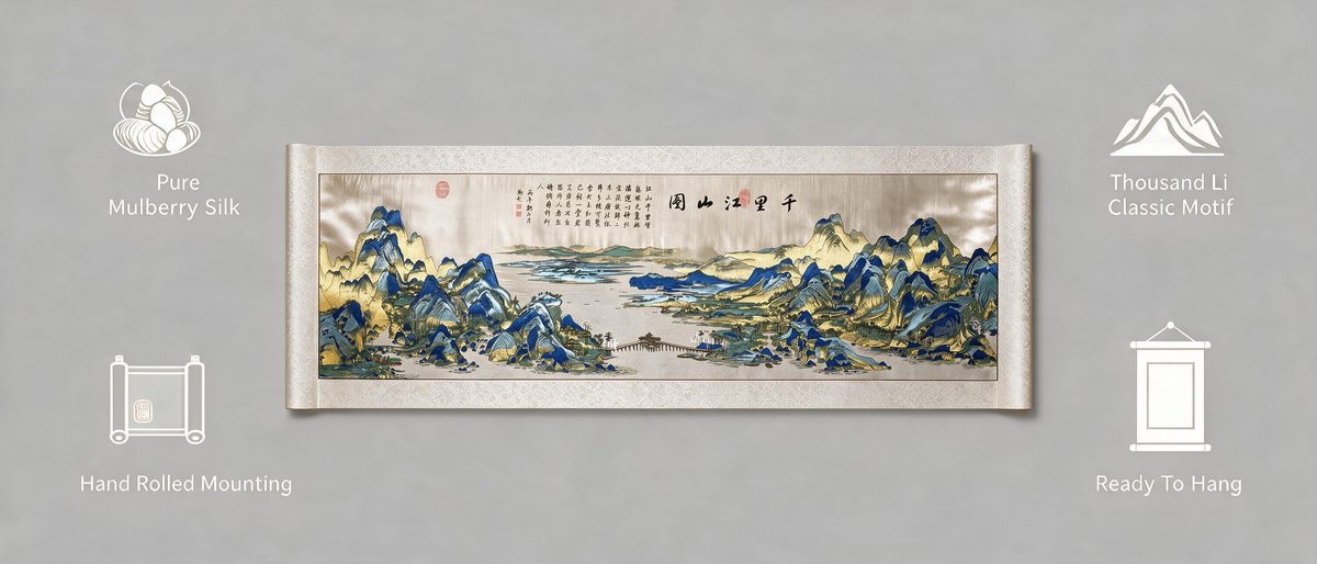 Shu-Brocade A Thousand Li of Rivers and Mountains・Iconic Song-Dynasty Silk Scroll